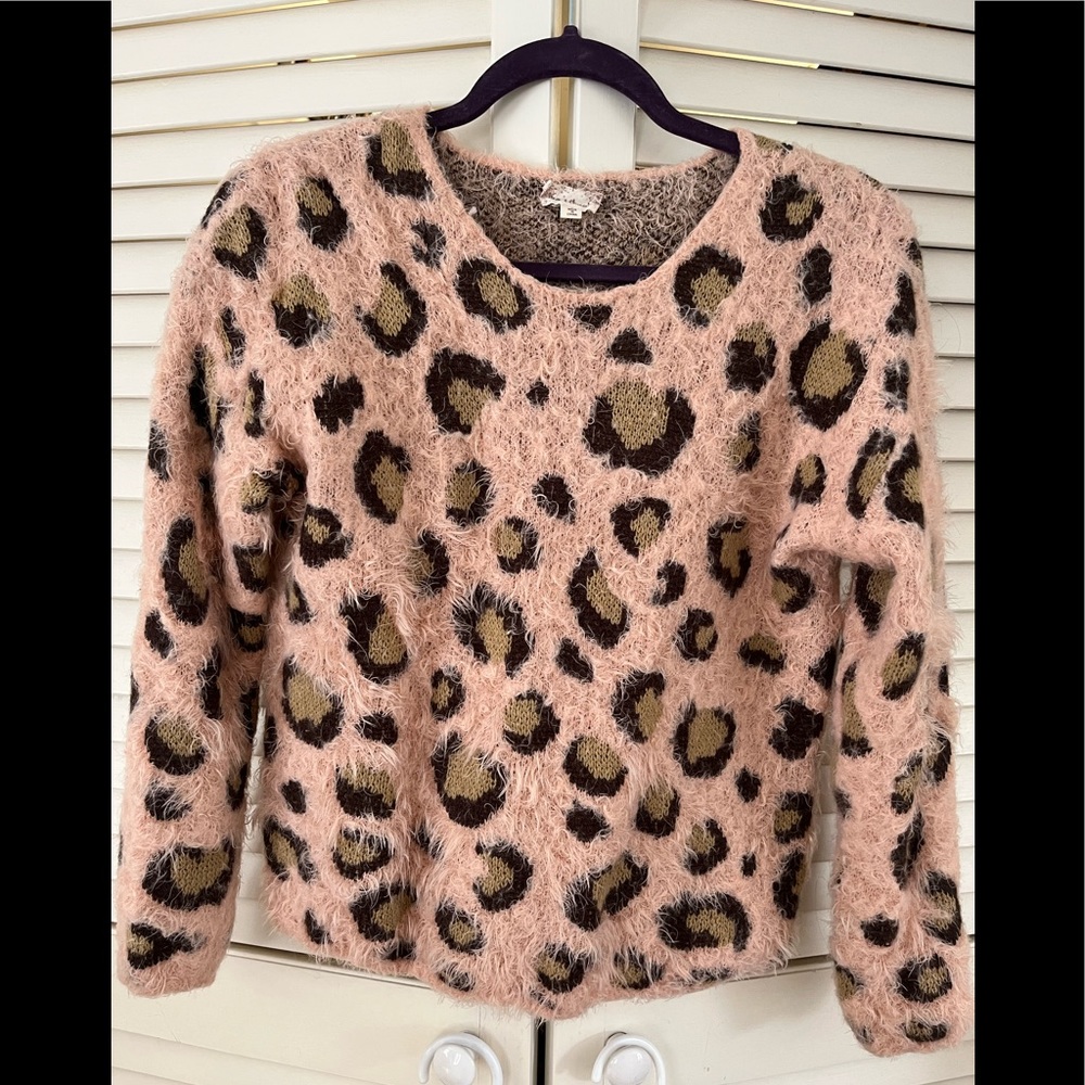 Pink cheetah eyelash sweater